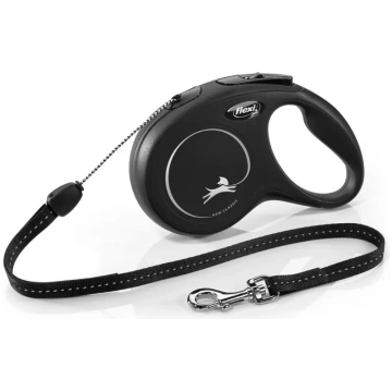 Flexi New CLASSIC 8 m Melna Dog Retranslācijas pav