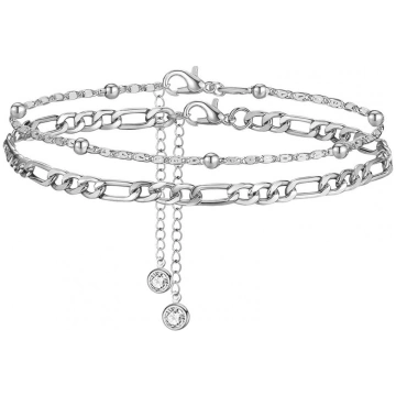 Adjustable Women Anklet Elegant Double-layered Rhi