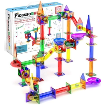 PicassoTiles Marble Run 50 gab. magnētisko flīžu s