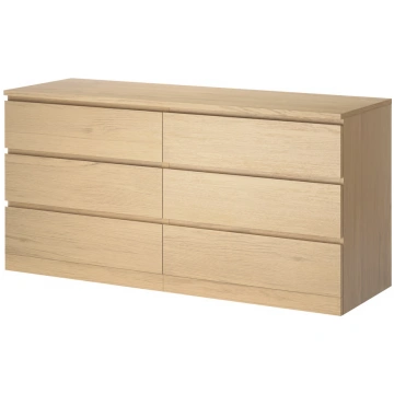 MALM Kumode ar 6 atvilktnēm, balināts ozols