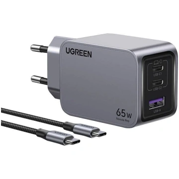 Ugreen Nexode Pro, USB + 2x USB-C, 65 W + USB-C ka