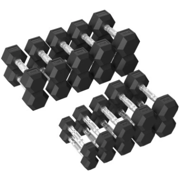 Hanteļu komplekts TUNTURI Platinum Hex Rubber Dumb