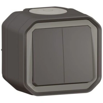 Legrand Plexo dubultais slēdzis, antracīts, Ip55