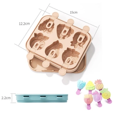 Silicone Popsicle Mold Kid Cartoon Ice Cream Cube 