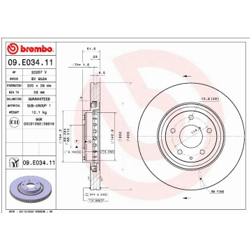 Brembo 09.E034.11 - BREMŽU DISKS 09.E034.11