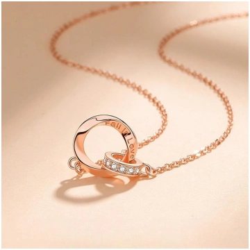 S925 Sterling Silver Couple Double Ring Necklace F