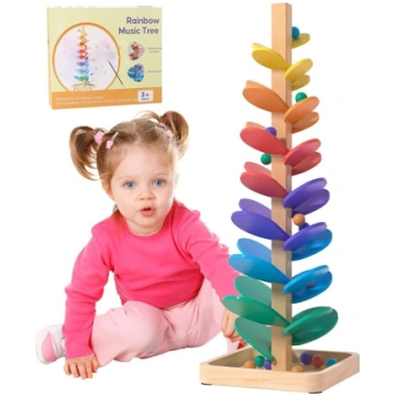 Koka bumbiņu trase „30 Rainbow Marble Run“ – rotaļ