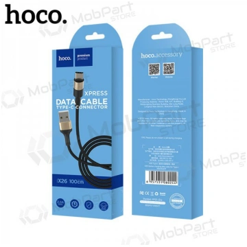 USB kabelis Hoco X26 Type-C 1.0m (melns / zelta)