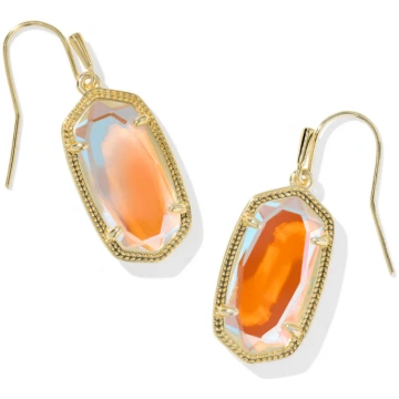 Dani drop earrings gold dichroic glass Kendra Scot