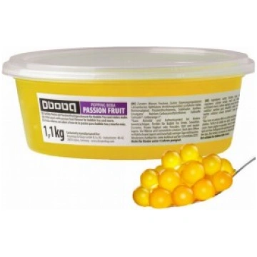 Filled pearls with passion fruit flavor (for bubbl