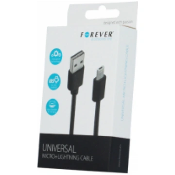 Forever universal micro USB + Lightning cable blac