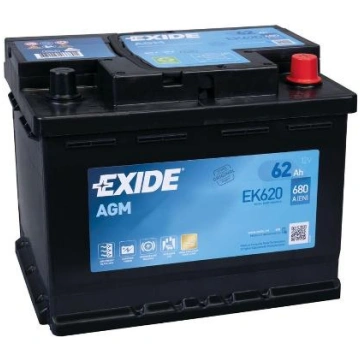 Akumulators AGM Exide EK620 62Ah, 680A, 12V (- +) 