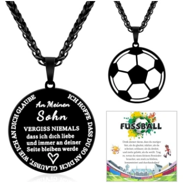 VU100 Sohn Halskette Geschenke für Sohn Fussball/B