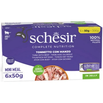 SCHESIR Cat Tuna with Beef Fillets, 6x50g - tuncis