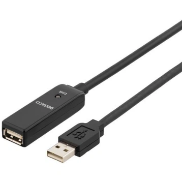 Cable DELTACO USB 2.0 extender, 10.0m, active, bla