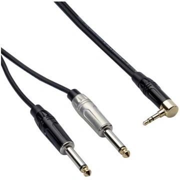 3,5mm stereo jack ar leņķi - 6,3mm mono jack x2 va