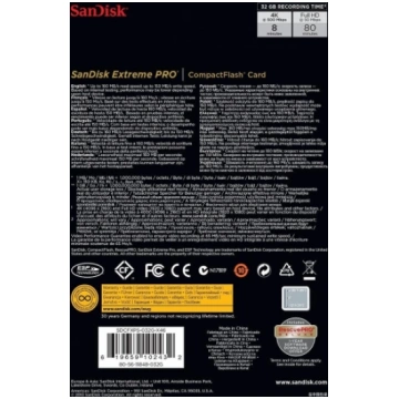 Sandisk Compact Flash CF 32GB ExtremePro 160MB/s S