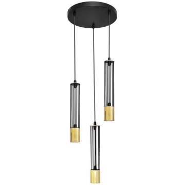 LED Lustra ar auklu BARS 3xGU10/4,8W/230V melna/ze
