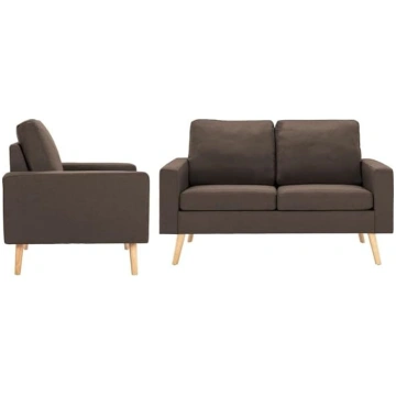 2-TLG. Sofagarnitur Braun Stoff Sofa Couch mit ung