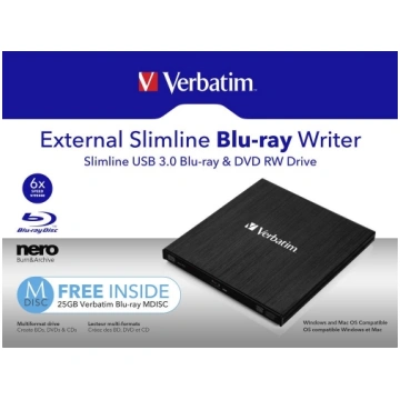 Verbatim Zewnętrzna nagrywarka Blu-ray Slimline US