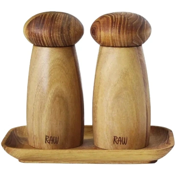 Aida - Raw Teak - Small Ceramic Grinder Set With T