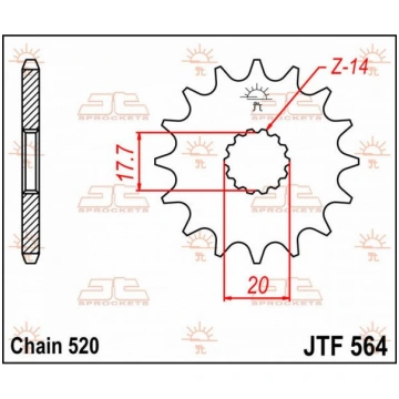JT Priekšējais zobrats JTF564.14 JT SPROCKETS