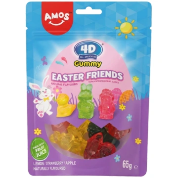 Želejas konfektes AMOS 4D EASTER FRIENDS, 65g
