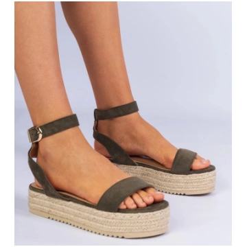 Zieloni sandalīši espadrilles uz platformas Kalesi