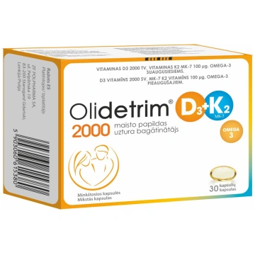 OLIDETRIM 2000 D3 + K2 Omega-3, 30 mīkstās kapsula