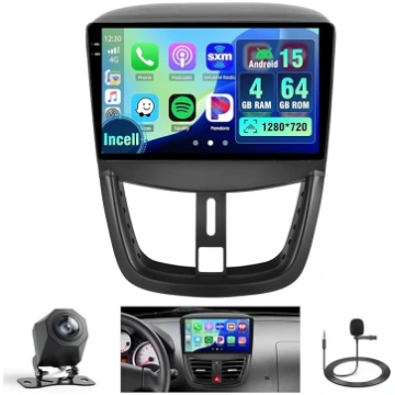 4 + 64G Android auto radio ar ekrānu Peugeot 207 2