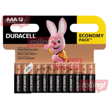 Baterijas Duracell Alkaline, AAA, 1.5V, 12 gab