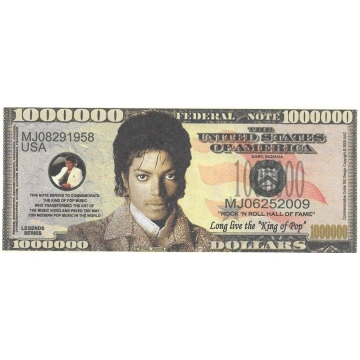 Miljons dolāri - Michael Jackson, suvenīra banknot