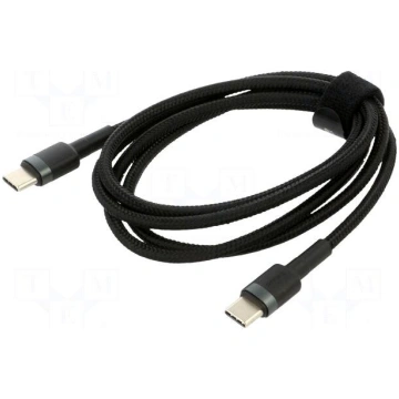 Cable | USB C plug,both sides | 1m | black | texti