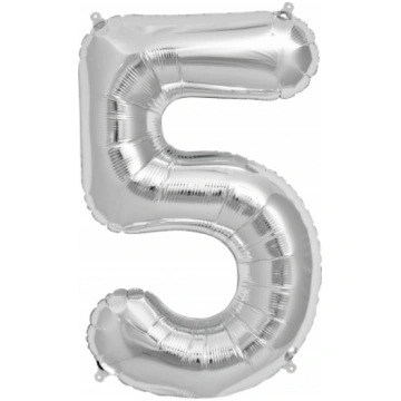 Lietots - Follija balons "5" , sudraba (85cm) Part