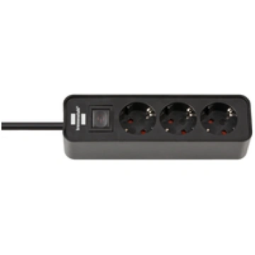 Steckdosenl. Ecolor 3-fach Black/Black Schalter ( 
