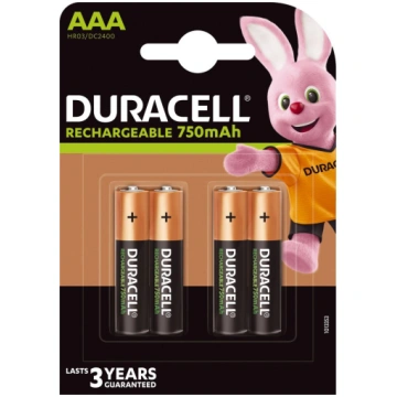 DURACELL AAA 750mAh uzlādējamās baterijas 4 gab. H