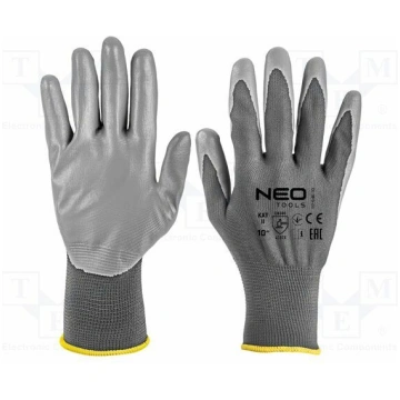 Protective gloves; Size: 10; grey; polyester,polyu