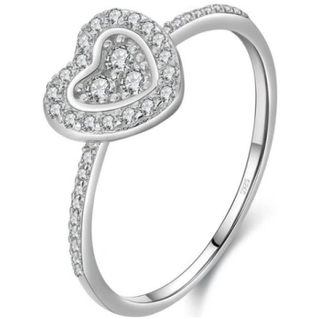 Silver Classic Hearts Ring Solid 925 Sterling Silv