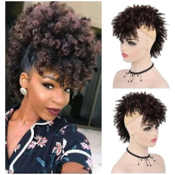 Unordentlicher Haarknoten Afro High Puff Bun Mohaw