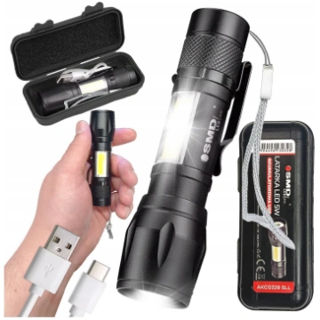 Latarka UN LATARKA LED ZOOM AKU 5W XPE+ COB+ ETUI 
