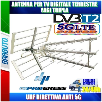 ANTENNA PER TV DIGITALE TERRESTRE UHF YAGI TRIPLA 