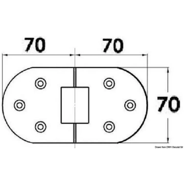 Hinge 180° rotation w/studs 140x70 mm (38.460.77) 