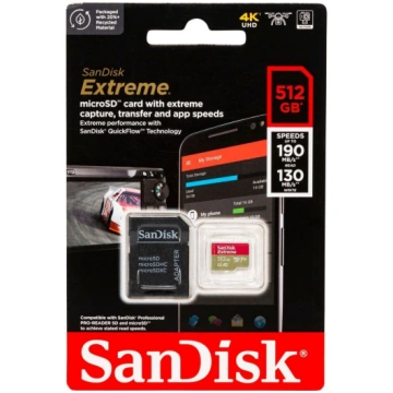SanDisk microSDXC 512GB Extreme A2 A2 C10 V30 UHS-