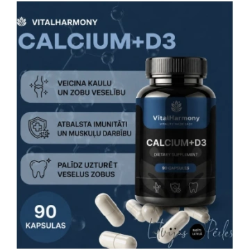 Calcium +D3 90 kap. VITALHARMONY