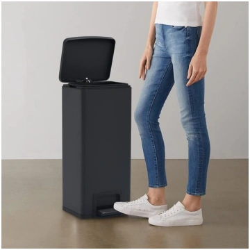 vidaXL atkritumu tvertne ar pedāli, 30 L, melna, n