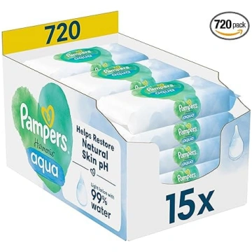 Pampers Harmonie Aqua mitrās salvetes, 15 iepakoju
