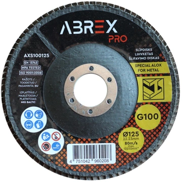 Slīpējamais disks lapiņu 125mm G100 Standard ABREX