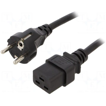 Cable | CEE 7/7 (E/F) plug,IEC C19 female | 3m | b