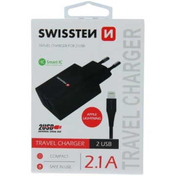 Telefona lādētājs Swissten, USB/AC/DC, 120 cm