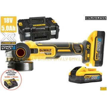 Leņķa slīpmašīna DeWalt DCG405H2T (2x5,0Ah (PowerS